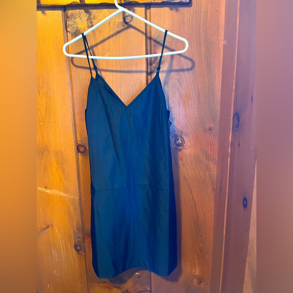 black slip dress with adjustable straps